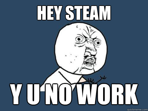 Hey Steam y u no work  Y U No