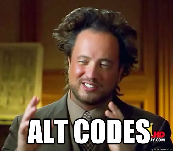   Alt codes  Ancient Aliens