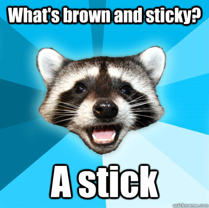 What's brown and sticky? A stick  Lame Pun Coon
