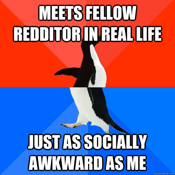 meets fellow redditor in real life just as socially awkward as me  Socially Awesome Awkward Penguin