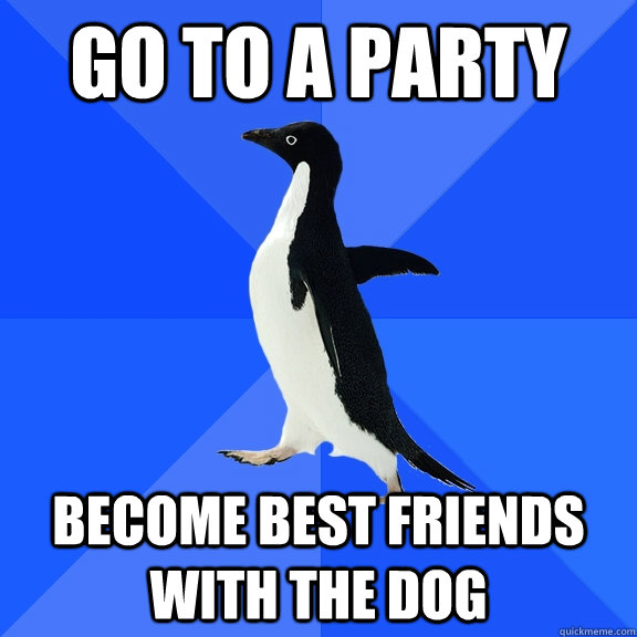 Go to a party Become best friends with the dog  Socially Awkward Penguin