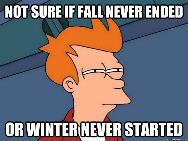 Not sure if fall never ended or winter never started - Not sure if fall never ended or winter never started  Futurama Fry