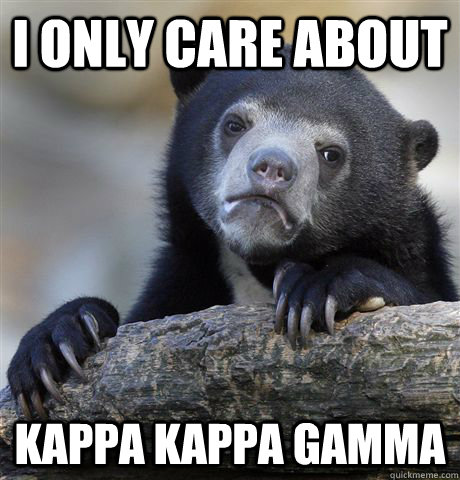 i only care about kappa kappa gamma  Confession Bear