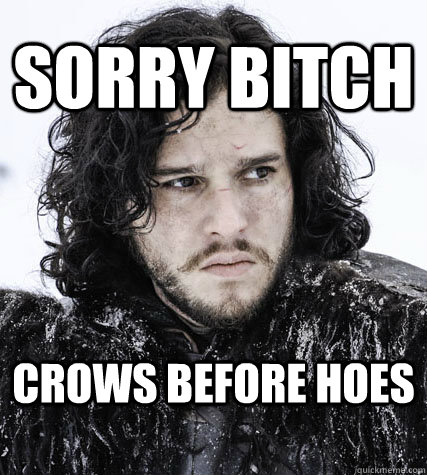 sorry bitch crows before hoes  Jon Snow