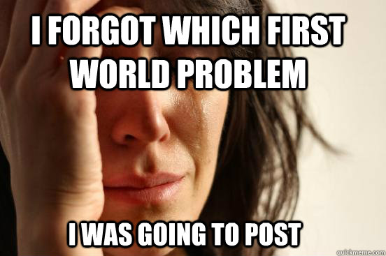 I forgot which first world problem  i was going to post  First World Problems