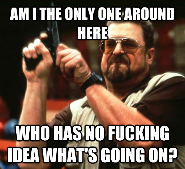 AM I THE ONLY ONE AROUND HERE WHO HAS NO FUCKING IDEA WHAT'S GOING ON?  Angry Walter