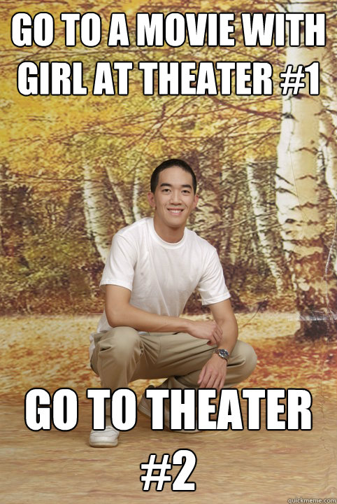 Go to a movie with girl at theater #1 Go to theater #2  Friend-Zoned Phil