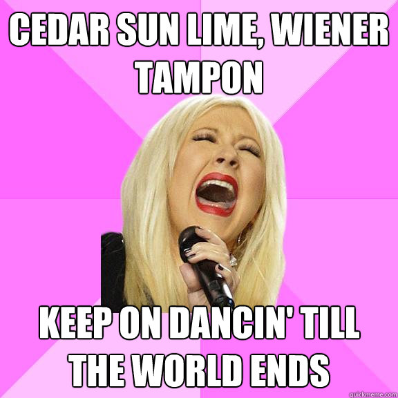 cedar sun lime, wiener tampon keep on dancin' till the world ends  Wrong Lyrics Christina