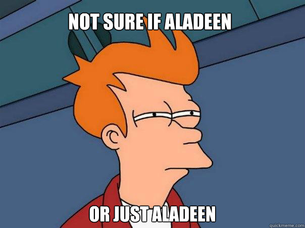 Not sure if Aladeen or just aladeen  Futurama Fry