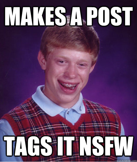 Makes a post Tags it NSFW  Bad Luck Brian