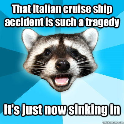 That Italian cruise ship accident is such a tragedy It's just now sinking in  Lame Pun Coon