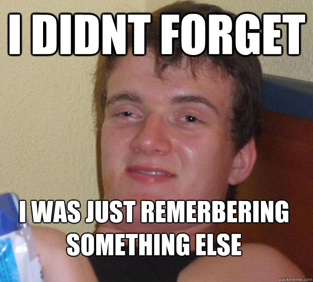 I didnt forget I was just remerbering something else
  10 Guy