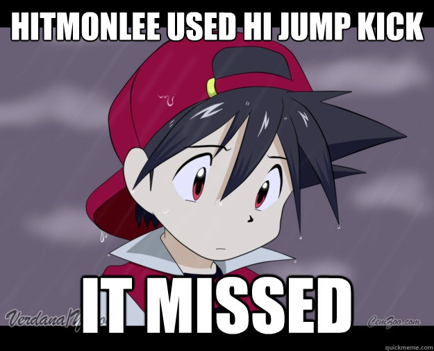 Hitmonlee used Hi jump kick It missed - Hitmonlee used Hi jump kick It missed  trainer tragedy