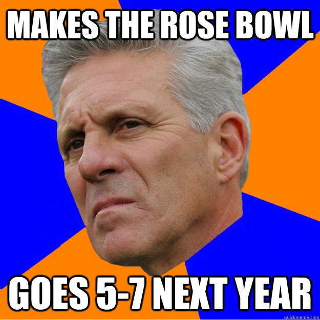 Makes the Rose Bowl Goes 5-7 next year  Uninformed Zook