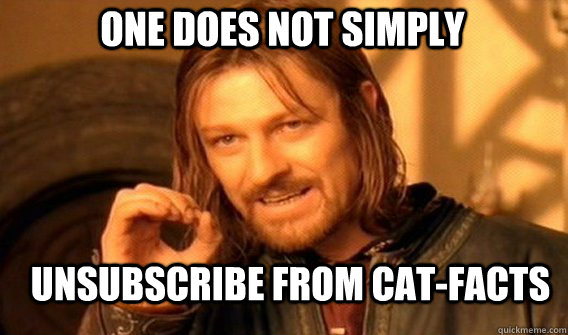 One does not simply unsubscribe from cat-facts - One does not simply unsubscribe from cat-facts  Boromirmod