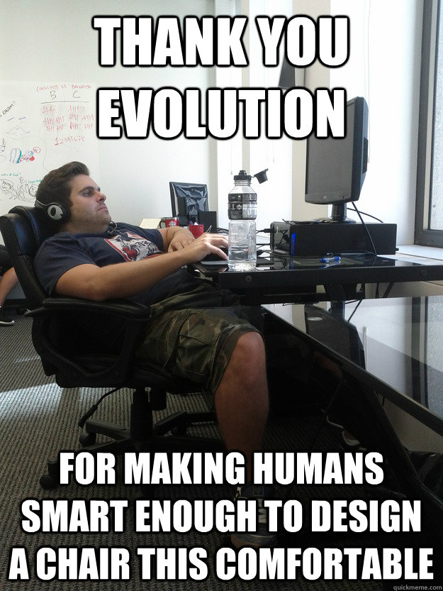 thank you evolution for making humans smart enough to design a chair this comfortable  