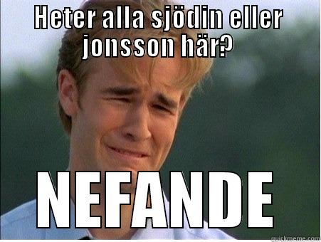 HETER ALLA SJÖDIN ELLER JONSSON HÄR? NEFANDE 1990s Problems