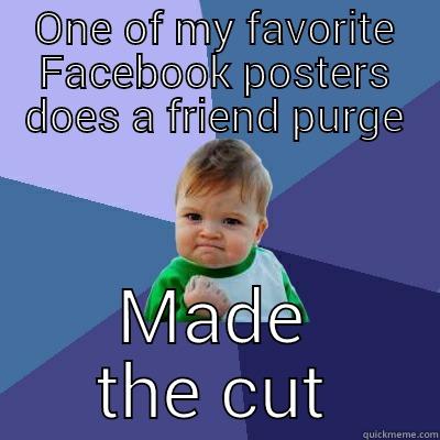 ONE OF MY FAVORITE FACEBOOK POSTERS DOES A FRIEND PURGE MADE THE CUT Success Kid