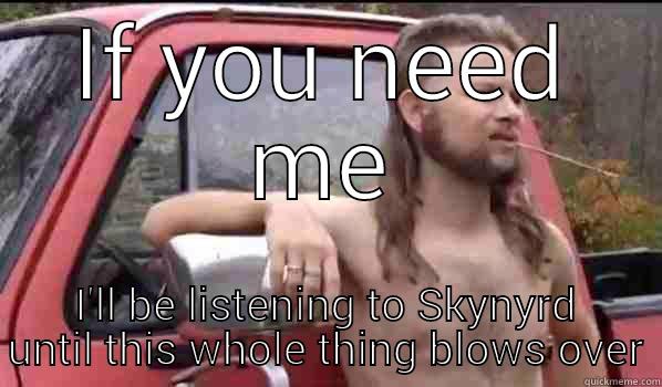 IF YOU NEED ME I'LL BE LISTENING TO SKYNYRD UNTIL THIS WHOLE THING BLOWS OVER Almost Politically Correct Redneck