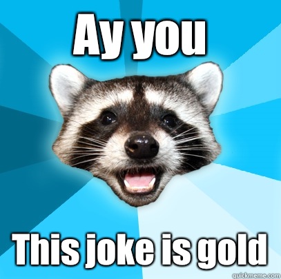 Ay you This joke is gold  Lame Pun Coon