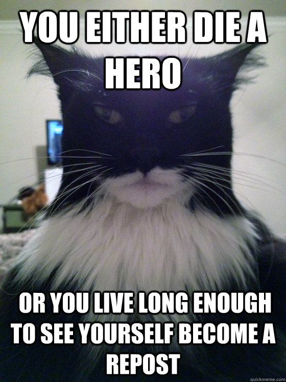 You either die a hero  or you live long enough to see yourself become a repost - You either die a hero  or you live long enough to see yourself become a repost  Catman