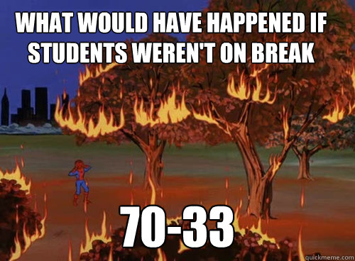 What would have happened if students weren't on break 70-33  