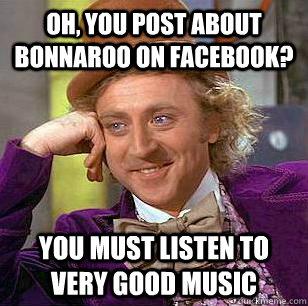 Oh, you post about Bonnaroo on Facebook? You must listen to very good music  Condescending Wonka