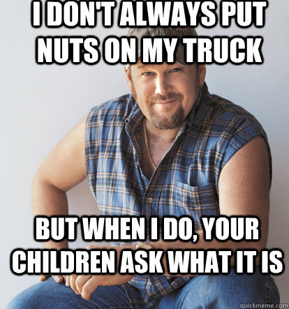 I don't always put nuts on my truck but when i do, your children ask what it is  