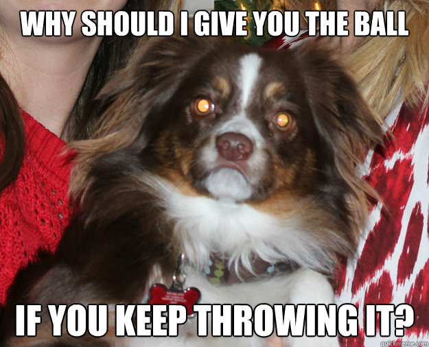 Why should I give you the ball if you keep throwing it?  