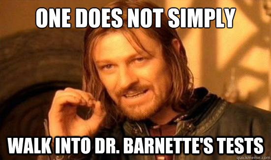 One Does Not Simply walk into dr. barnette's tests  Boromir