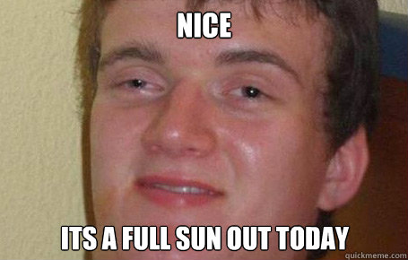 Nice Its a full sun out today  