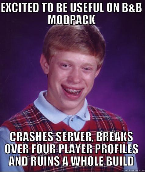 EXCITED TO BE USEFUL ON B&B MODPACK CRASHES SERVER, BREAKS OVER FOUR PLAYER PROFILES AND RUINS A WHOLE BUILD Bad Luck Brian
