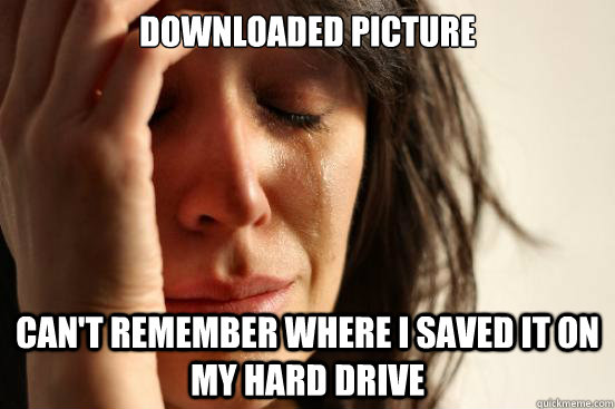 Downloaded picture Can't remember where I saved it on my hard drive  First World Problems