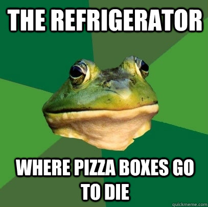 The refrigerator where pizza boxes go to die  Foul Bachelor Frog