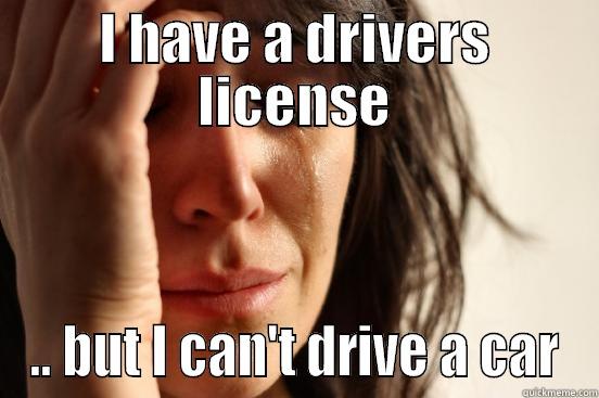 I HAVE A DRIVERS LICENSE .. BUT I CAN'T DRIVE A CAR First World Problems