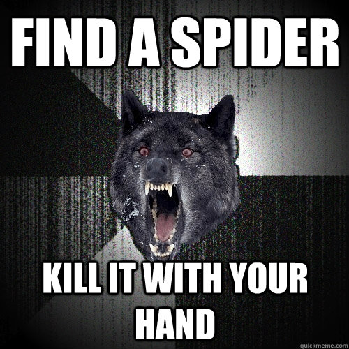 Find a spider Kill it with your hand  Insanity Wolf