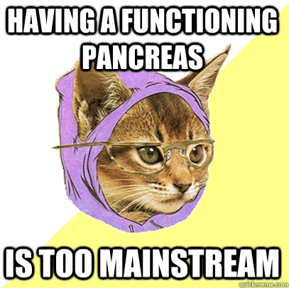 having a functioning pancreas  is too mainstream  Hipster Kitty