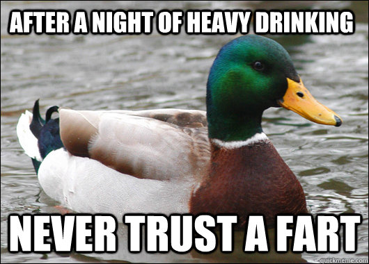 After a night of heavy drinking Never trust a fart  Actual Advice Mallard