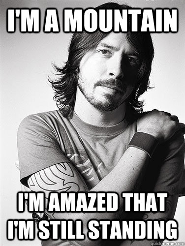 I'm a mountain I'm amazed that I'm still standing  Scumbag Dave Grohl