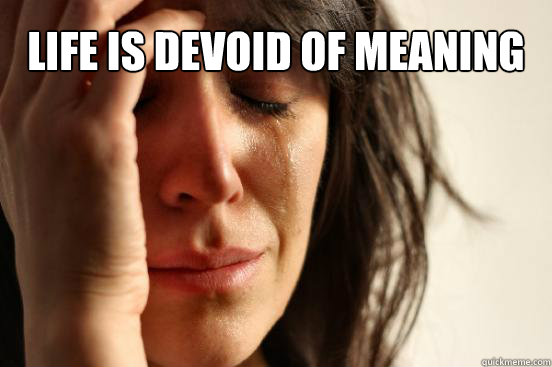 Life is devoid of meaning    First World Problems