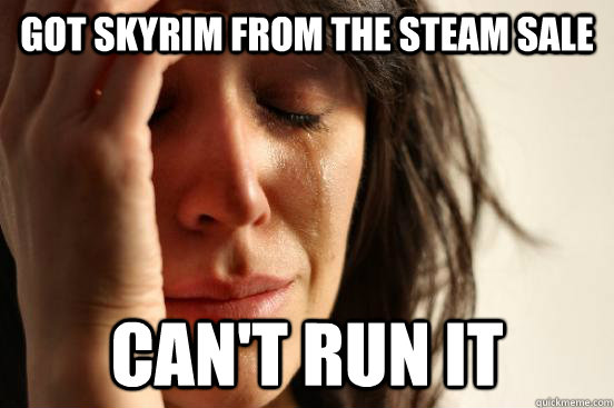 got skyrim from the steam sale can't run it  First World Problems