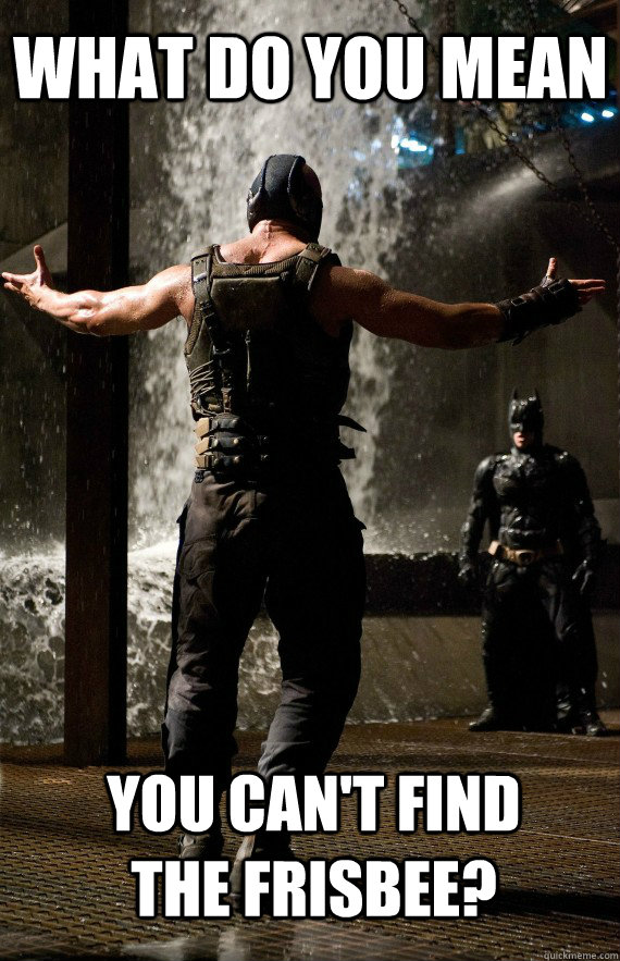 What do you mean you can't find the frisbee? - What do you mean you can't find the frisbee?  Bane Bro