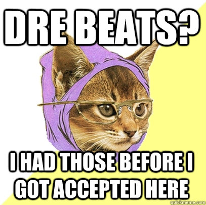 Dre Beats? I had those before i got accepted here  Hipster Kitty