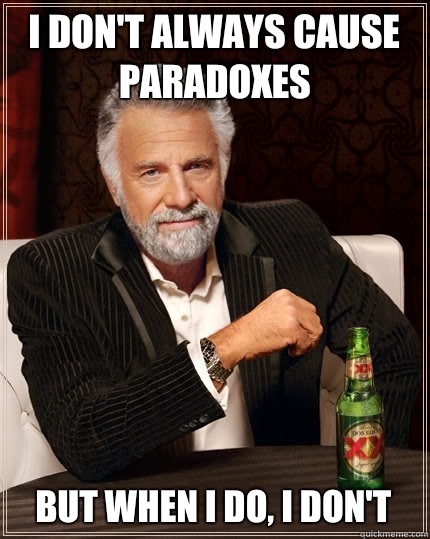 I don't always cause paradoxes But when I do, i don't  The Most Interesting Man In The World