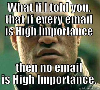 WHAT IF I TOLD YOU, THAT IF EVERY EMAIL IS HIGH IMPORTANCE THEN NO EMAIL IS HIGH IMPORTANCE. Matrix Morpheus