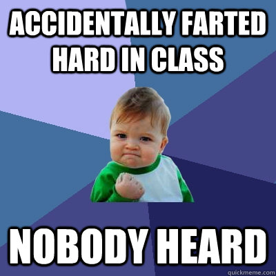 Accidentally farted hard in class Nobody heard  Success Kid