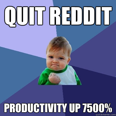 quit Reddit Productivity up 7500%  Success Kid