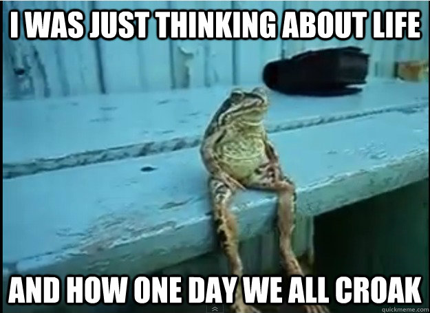I was just thinking about life And how one day we all croak - I was just thinking about life And how one day we all croak  Misc