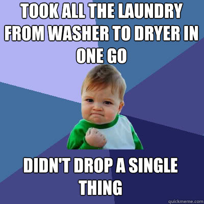 took all the laundry from washer to dryer in one go  didn't drop a single thing  Success Baby