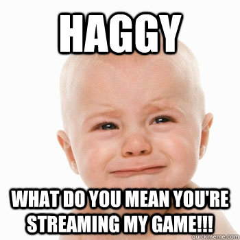 Haggy What do you mean you're streaming my game!!!  